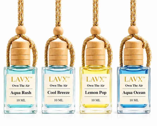 LAVX_Car_Perfume_Hanging_Combo_Pack_of_4_(Aqua_Rush,_Cool_Breeze,_Lemon_Pop,_Aqua_Ocean_10ml)_|_Long_Lasting_Car_Air_Freshener_|_Premium_Fragrance_Diffuser_Bottle_|_Car_Accessories_Interior