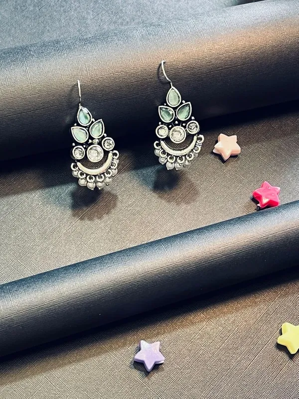 Silver_And_Green_Premium_Brass_Earrings_For_Women