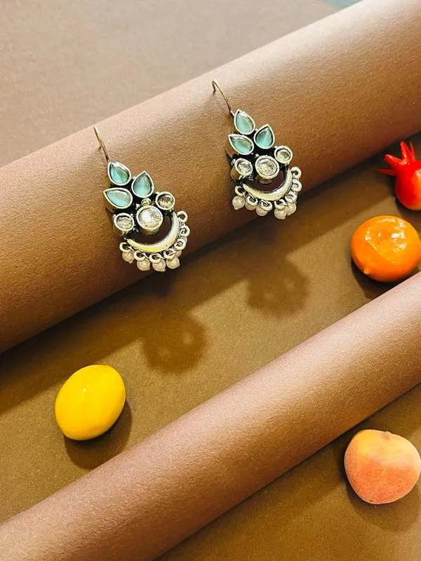Silver_And_Green_Premium_Brass_Earrings_For_Women
