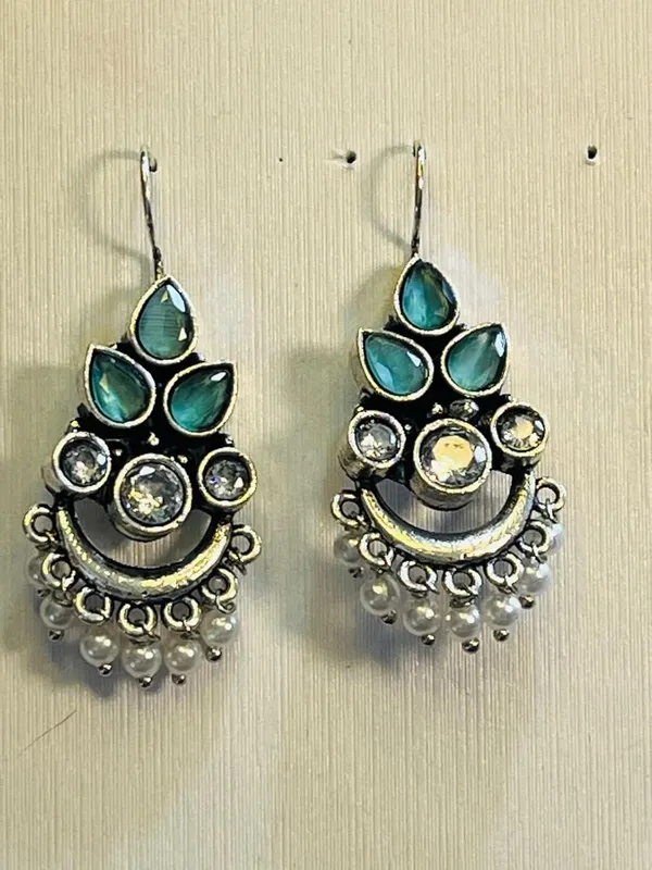 Silver_And_Green_Premium_Brass_Earrings_For_Women