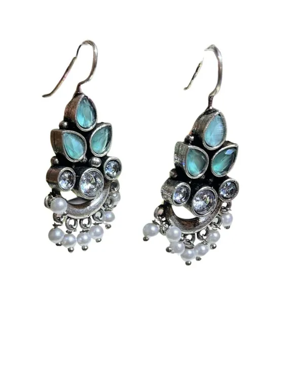 Silver_And_Green_Premium_Brass_Earrings_For_Women