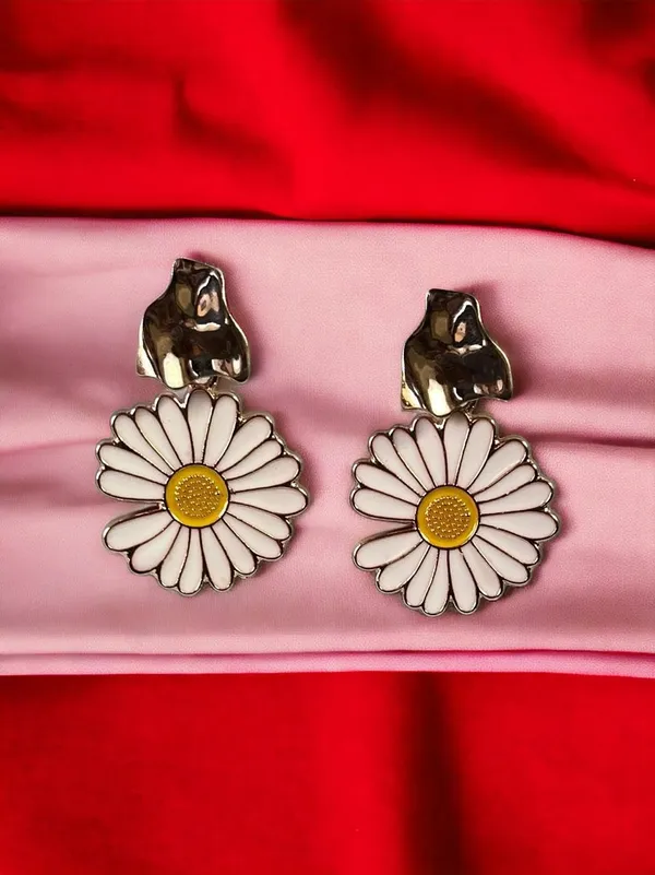 Yellow_And_White_Premium_Metal_Earrings_For_Women