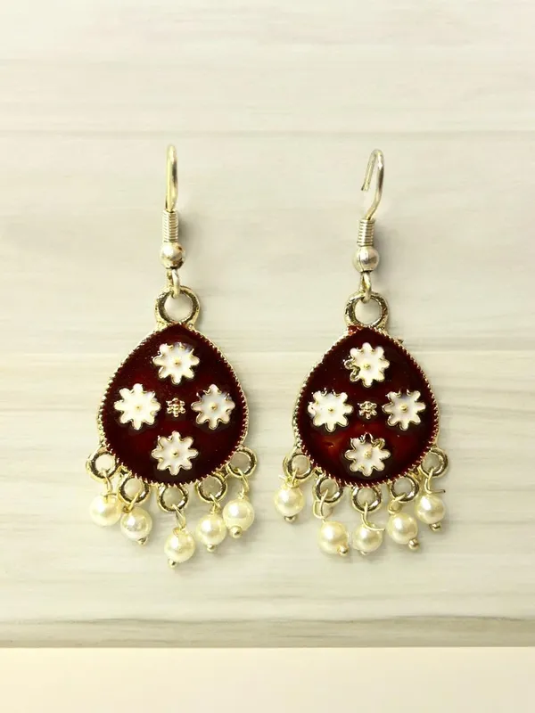 Maroon_And_Silver_Premium_Metal_Earrings_For_Women