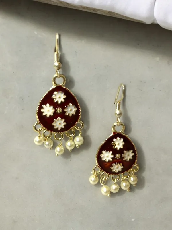 Maroon_And_Silver_Premium_Metal_Earrings_For_Women