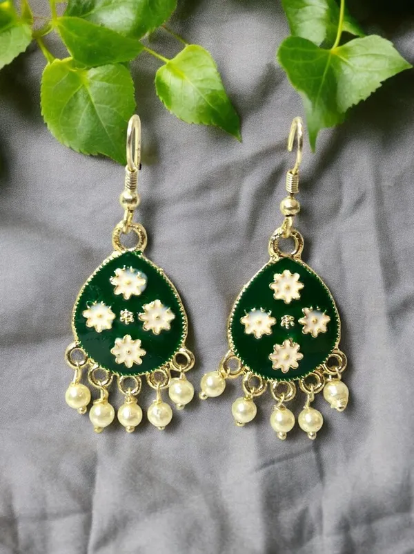 Dark_Green_Premium_Metal_Earrings_For_Women