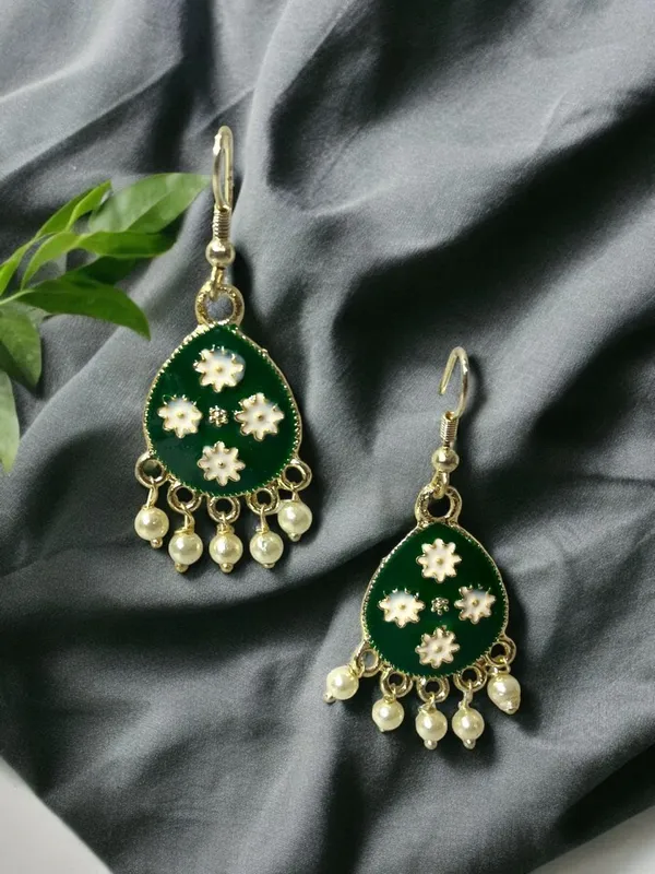 Dark_Green_Premium_Metal_Earrings_For_Women