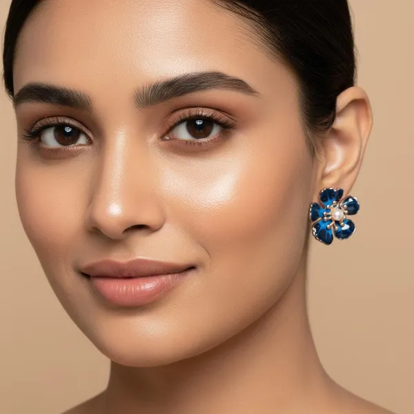 Blue_Enamel_Floral_Stud_Earrings_with_Pearl_Center_|_Elegant_Designer_Flower_Earrings_for_Women