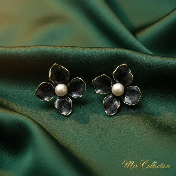Black_Floral_Pearl_Stud_Earrings_With_Gold_Finish_|_Elegant_Flower_Earrings_For_Women_&_Girls_|_Daily_Wear_&_Party_Wear_Jewellery
