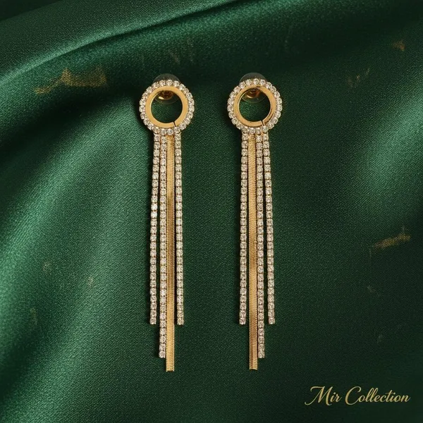 Gold_Plated_Crystal_Studded_Long_Tassel_Earrings_|_Designer_Party_Wear_Dangle_Earrings_For_Women_&_Girls_|_Premium_Jewellery