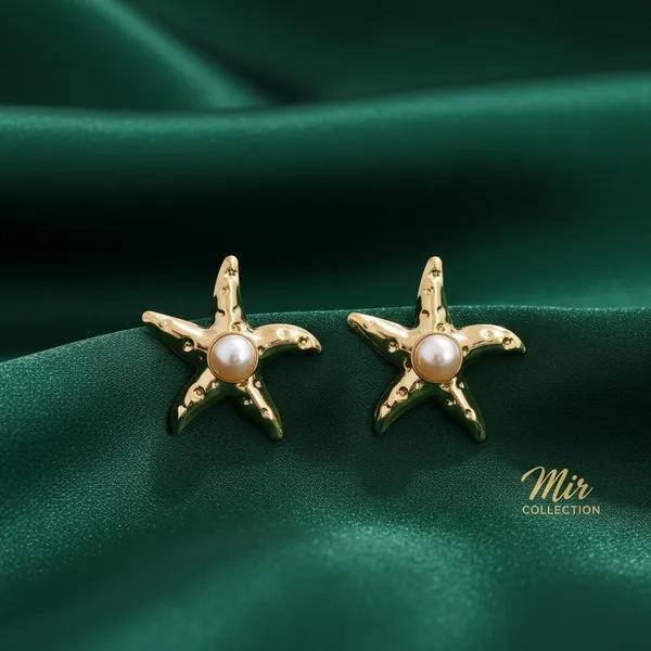 Gold_Plated_Starfish_Stud_Earrings_With_Pearl_Center_|_Ocean_Inspired_Designer_Earrings_For_Women_&_Girls_|_Party_&_Casual_Wear