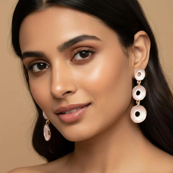 Geometric_Drop_Earrings_For_Women_|_Rose_Gold_Circular_Layered_Dangle_Earrings_|_Elegant_Minimal_Party_&_Daily_Wear_Jewellery