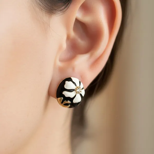 Black_&_White_Floral_Stud_Earrings_With_Crystal_Center_|_Gold_Plated_Designer_Earrings_For_Women_&_Girls_|_Stylish_Daily_&_Party_Wear