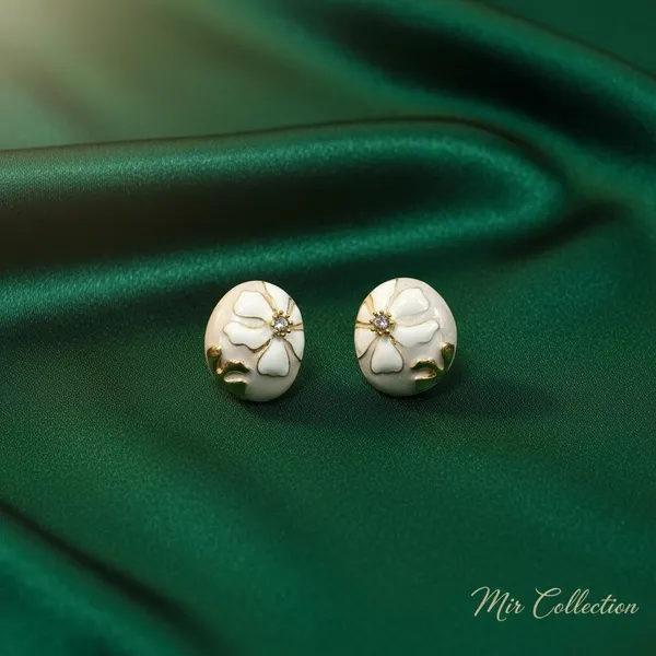 White_Floral_Enamel_Stud_Earrings_For_Women_|_Gold_Plated_Elegant_Flower_Design_Earrings_|_Minimal_Daily_Wear_Jewellery