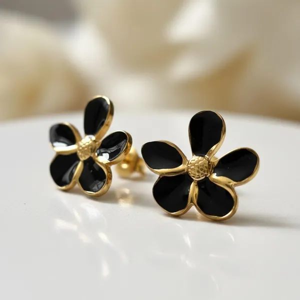 Black_Floral_Stud_Earrings_With_Gold_Finish_|_Elegant_Enamel_Flower_Earrings_For_Women_&_Girls_|_Stylish_Daily_&_Party_We