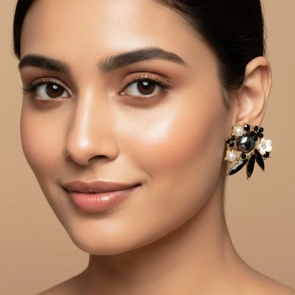 Black_Crystal_Floral_Statement_Earrings_For_Women_|_Pearl_&_Stone_Designer_Stud_Earrings_|_Party_&_Wedding_Jewellery