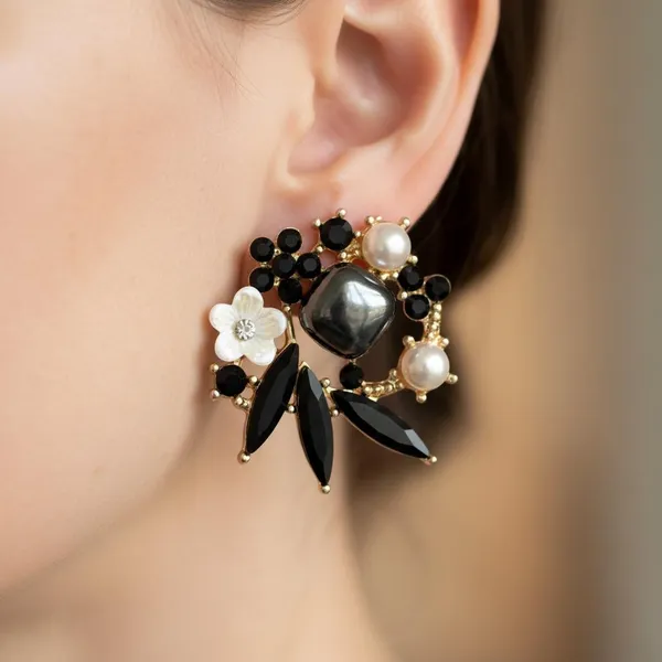 Black_Crystal_Floral_Statement_Earrings_For_Women_|_Pearl_&_Stone_Designer_Stud_Earrings_|_Party_&_Wedding_Jewellery
