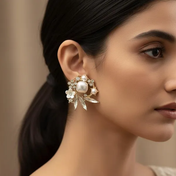 White_Crystal_Floral_Statement_Earrings_For_Women_|_Pearl_&_Stone_Designer_Stud_Earrings_|_Wedding_&_Party_Jewellery