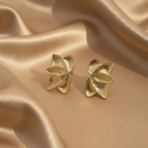 Gold_Floral_Stud_Earrings_|_Textured_Leaf_Petal_Design_Earrings_For_Women_&_Girls_|_Elegant_Daily_Wear_&_Party_Jewellery