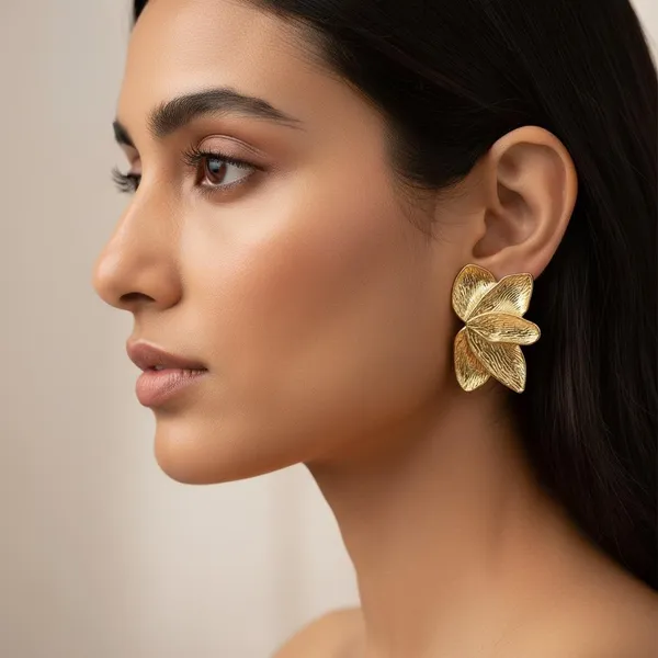 Gold_Floral_Stud_Earrings_|_Textured_Leaf_Petal_Design_Earrings_For_Women_&_Girls_|_Elegant_Daily_Wear_&_Party_Jewellery