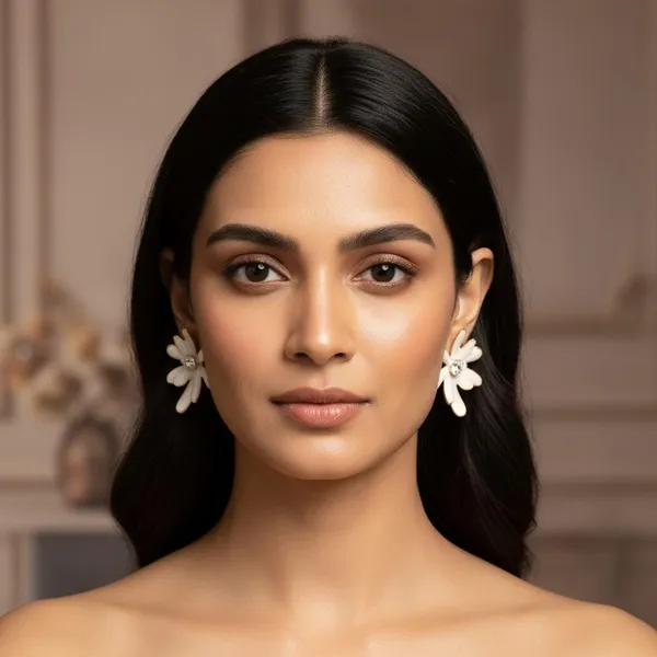 White_Floral_Stud_Earrings_With_Crystal_Center_|_Gold_Plated_Daisy_Design_Earrings_For_Women_&_Girls_|_Elegant_Daily_&_Party_Wear