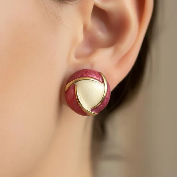 Pink_&_Cream_Enamel_Stud_Earrings_For_Women_|_Gold_Plated_Round_Designer_Earrings_|_Elegant_Minimal_Daily_Wear_Jewellery