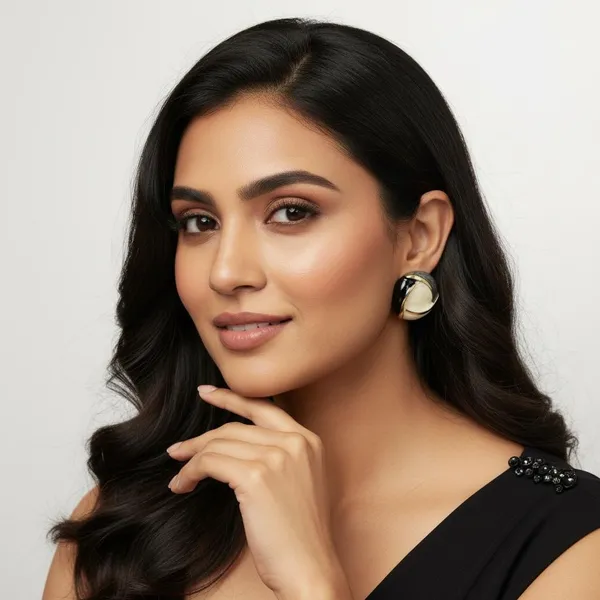 Black_&_Cream_Enamel_Stud_Earrings_For_Women_|_Gold_Plated_Round_Designer_Earrings_|_Minimal_Elegant_Daily_Wear_Jewellery