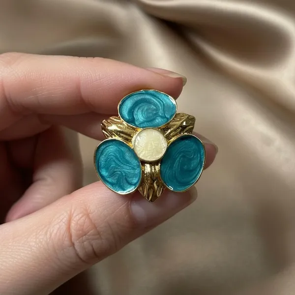 Teal_Green_Floral_Enamel_Stud_Earrings_For_Women_|_Gold_Plated_Designer_Statement_Earrings_|_Elegant_Party_&_Daily_Wear_Jewellery