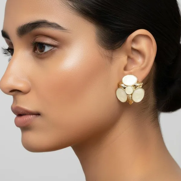 Cream_Floral_Enamel_Stud_Earrings_For_Women_|_Gold_Plated_Elegant_Designer_Earrings_|_Minimal_Classy_Daily_Wear_Jewellery
