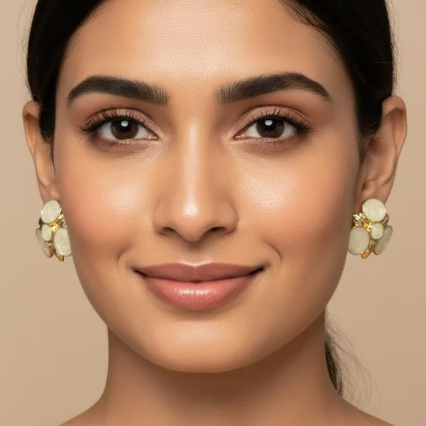 Cream_Floral_Enamel_Stud_Earrings_For_Women_|_Gold_Plated_Elegant_Designer_Earrings_|_Minimal_Classy_Daily_Wear_Jewellery