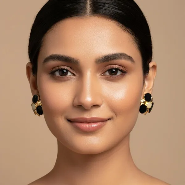 Black_Floral_Enamel_Stud_Earrings_For_Women_|_Gold_Plated_Designer_Statement_Earrings_|_Elegant_Party_&_Festive_Wear_Jewellery
