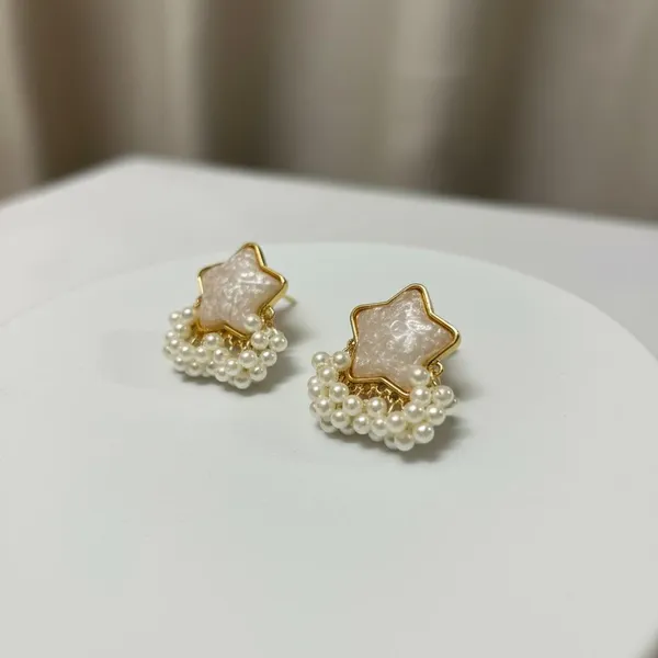 Star_Pearl_Drop_Stud_Earrings_For_Women_|_Gold_Plated_Designer_Earrings_With_Pearl_Tassels_|_Elegant_Party_&_Festive_Jewellery