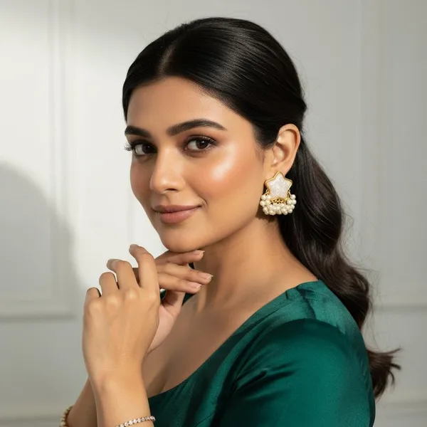 Star_Pearl_Drop_Stud_Earrings_For_Women_|_Gold_Plated_Designer_Earrings_With_Pearl_Tassels_|_Elegant_Party_&_Festive_Jewellery