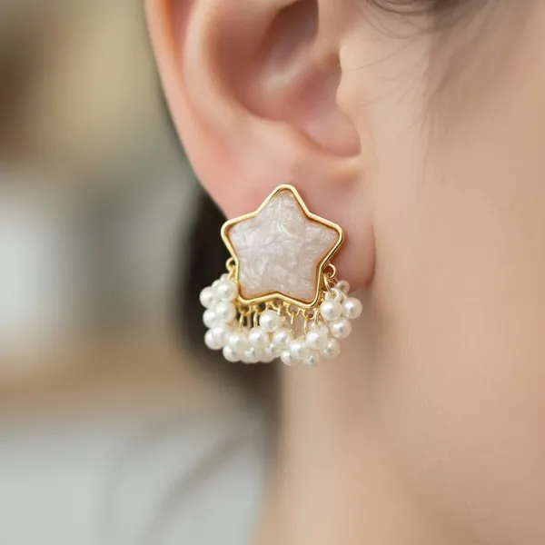 Star_Pearl_Drop_Stud_Earrings_For_Women_|_Gold_Plated_Designer_Earrings_With_Pearl_Tassels_|_Elegant_Party_&_Festive_Jewellery