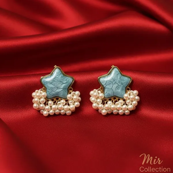 Blue_Star_Pearl_Drop_Earrings_For_Women_|_Gold_Plated_Designer_Studs_With_Pearl_Tassels_|_Party_&_Festive_Wear_Jewellery