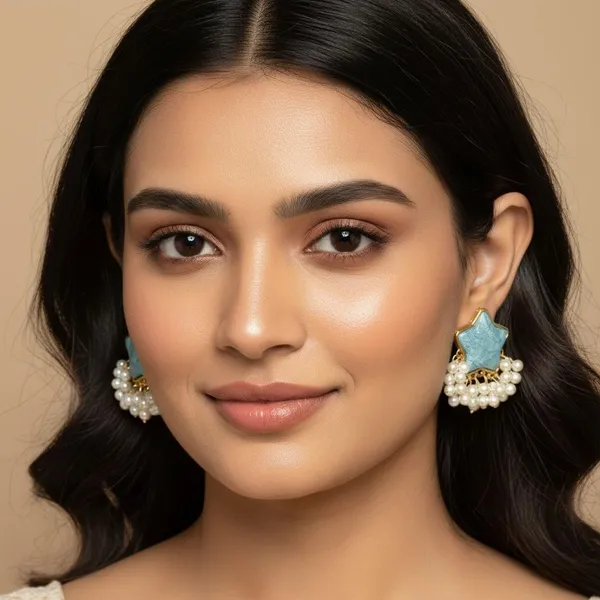 Blue_Star_Pearl_Drop_Earrings_For_Women_|_Gold_Plated_Designer_Studs_With_Pearl_Tassels_|_Party_&_Festive_Wear_Jewellery
