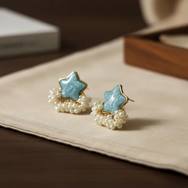 Blue_Star_Pearl_Drop_Earrings_For_Women_|_Gold_Plated_Designer_Studs_With_Pearl_Tassels_|_Party_&_Festive_Wear_Jewellery