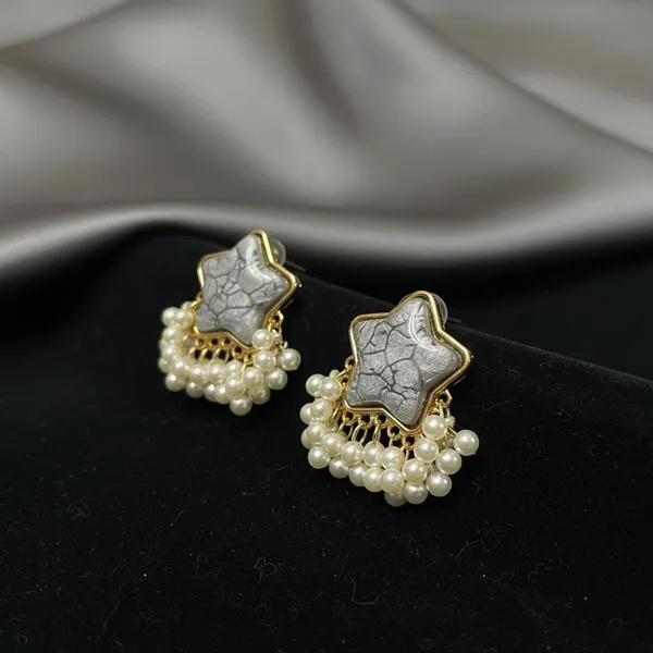 Grey_Star_Pearl_Drop_Earrings_For_Women_|_Gold_Plated_Designer_Studs_With_Pearl_Tassels_|_Elegant_Party_&_Festive_Jewellery