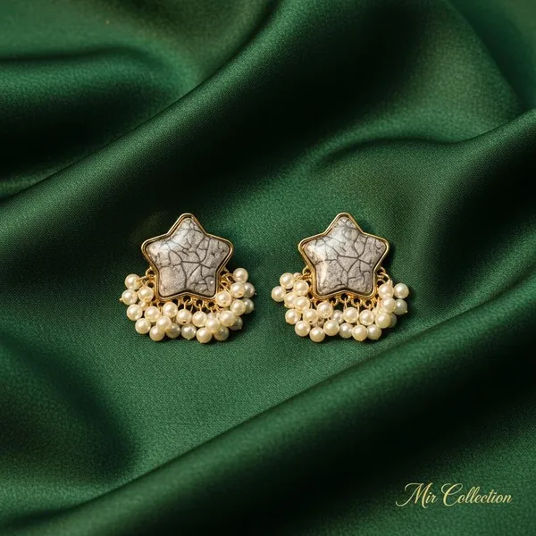 Grey_Star_Pearl_Drop_Earrings_For_Women_|_Gold_Plated_Designer_Studs_With_Pearl_Tassels_|_Elegant_Party_&_Festive_Jewellery