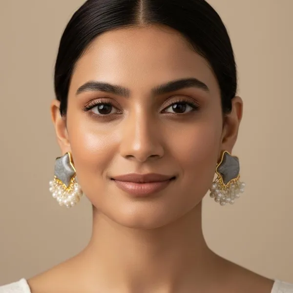 Carbon_Grey_Star_Pearl_Drop_Earrings_For_Women_|_Gold_Plated_Designer_Studs_With_Pearl_Tassels_|_Elegant_Party_Wear_Jewellery