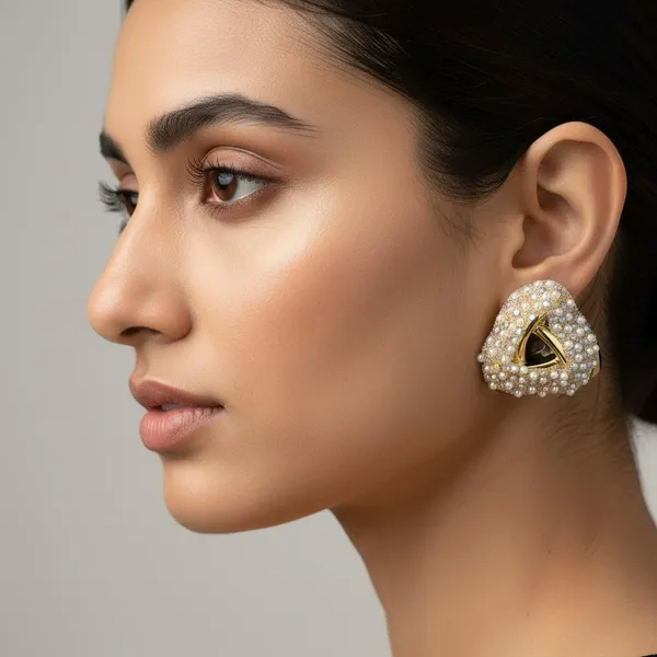 Luxury_Pearl_Studded_Triangle_Earrings_For_Women_|_Gold_Plated_Statement_Studs_|_Designer_Party_Wear_Jewellery