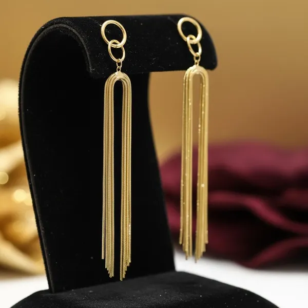 Gold_Long_Tassel_Drop_Earrings_For_Women_|_Minimal_Chain_Fringe_Earrings_|_Elegant_Statement_Party_Jewellery
