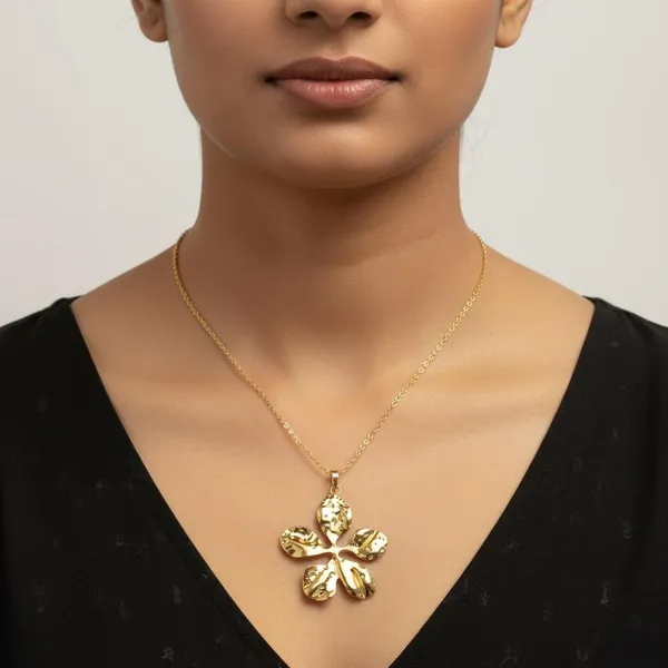Gold_Textured_Floral_Necklace_Set_With_Earrings_For_Women_|_Designer_Hammered_Finish_Jewellery_Set_|_Premium_Party_&_Wedding_Wear