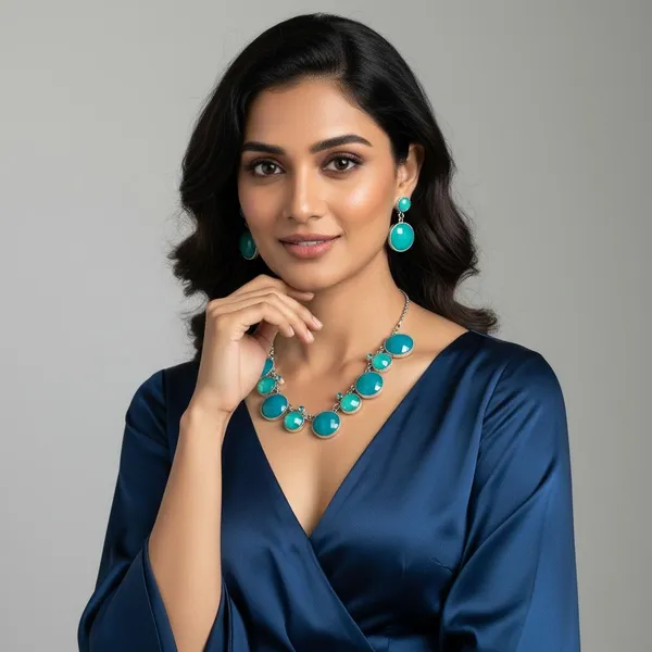 Turquoise_Statement_Necklace_Set_With_Earrings_|_Silver_Finish_Round_Stone_Jewellery_Set_|_Party_Wear_Designer_Set