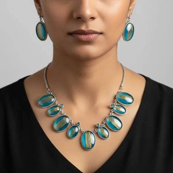 Teal_Stone_Statement_Necklace_Set_With_Earrings_|_Silver_Finish_Oval_Designer_Jewellery_Set_|_Party_Wear_Elegant_Set
