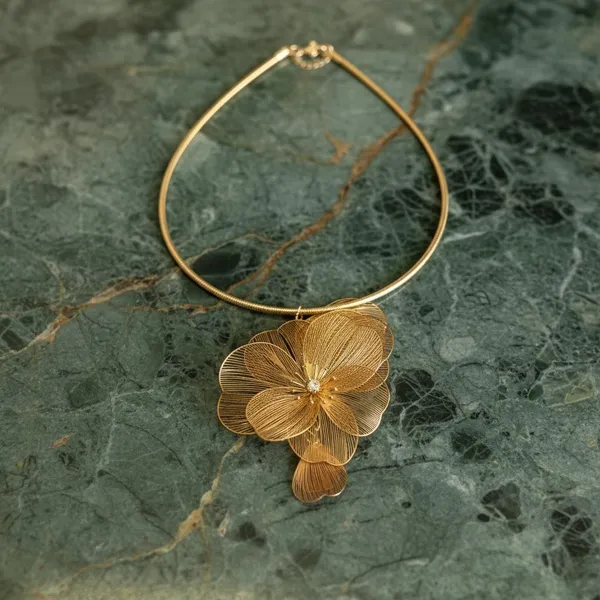 Gold_Floral_Statement_Necklace_|_Designer_Flower_Pendant_Choker_|_Elegant_Party_Wear_Neck_Piece_For_Women