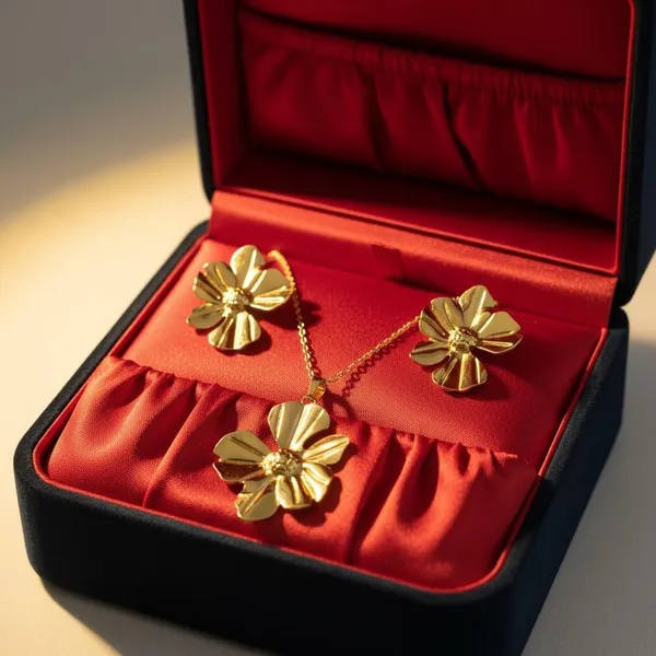 Gold_Floral_Pendant_Necklace_Set_With_Earrings_|_Elegant_Flower_Design_Jewellery_Set_For_Women