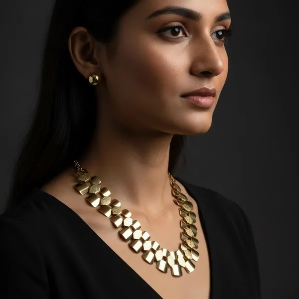 Gold_Geometric_Statement_Necklace_Set_With_Earrings_|_Designer_Chunky_Jewellery_For_Women