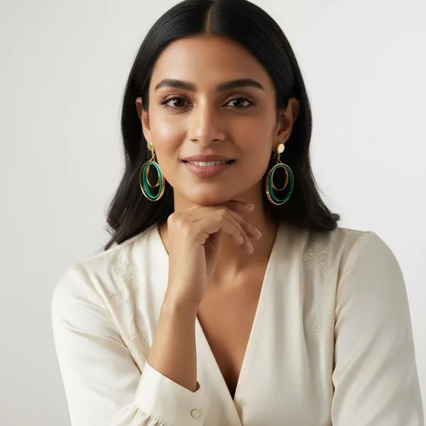 Green_And_Gold_Premium_Metal_Earrings_For_Women