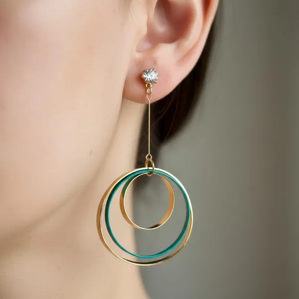 Green_And_Gold_Premium_Metal_Earrings_For_Women
