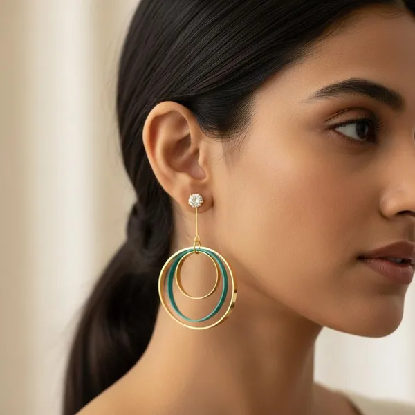 Green_And_Gold_Premium_Metal_Earrings_For_Women